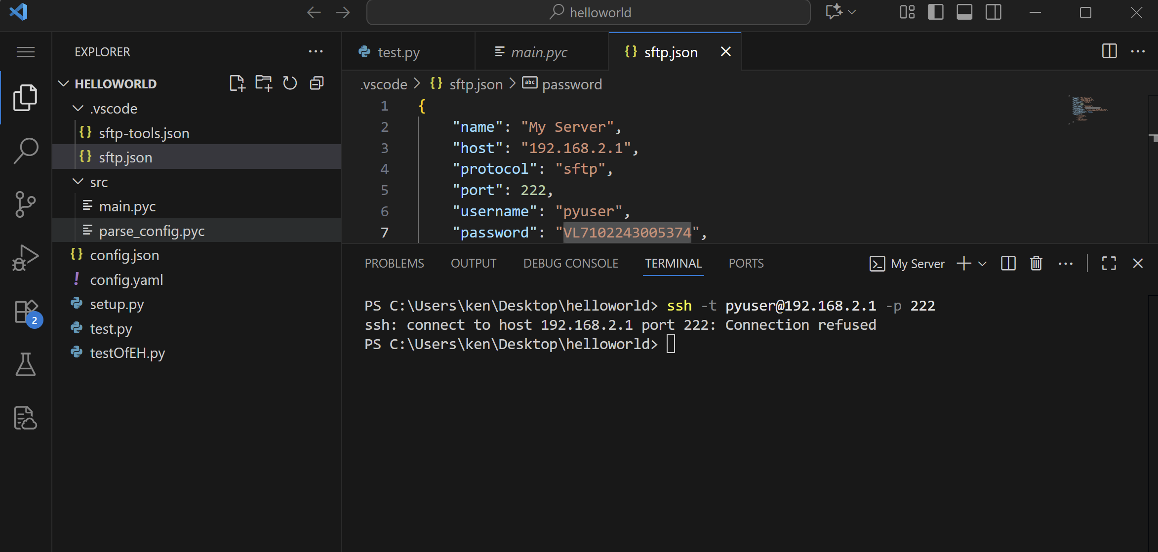 VSCODE SSH访问VG710连接拒绝问题